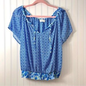 Blue Small Abercrombie & Fitch Boho Peasant Blouse Cute Girly Retro Style Hippie